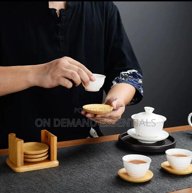 High Quality Elegant Bamboo Coaster Set - thumbnail 4