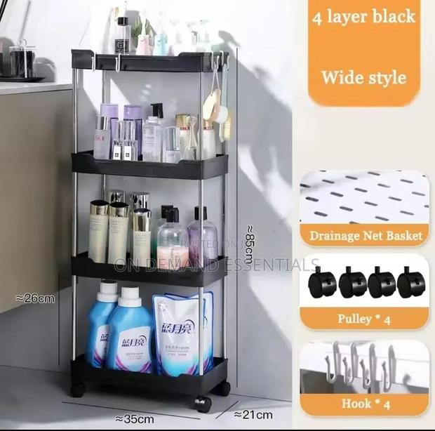 Multipurpose Storage Rack With Wheels. 4layer Vegetable/Bathroom - thumbnail 3
