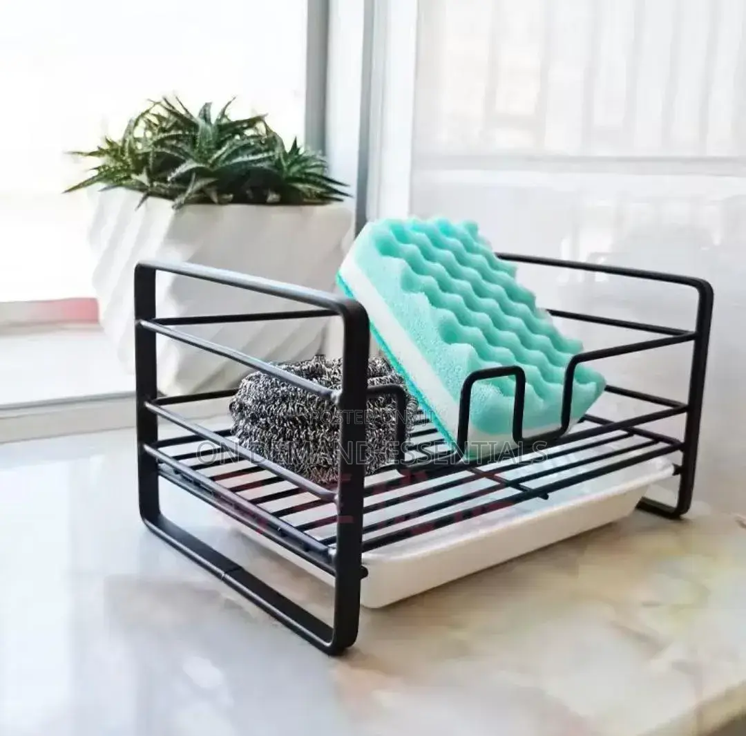 Metallic Sink Caddy With Draining Tray Black