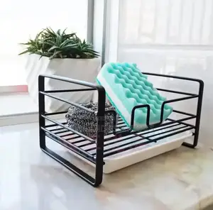 Metallic Sink Caddy With Draining Tray Black