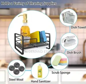 Metallic Sink Caddy With Draining Tray Black