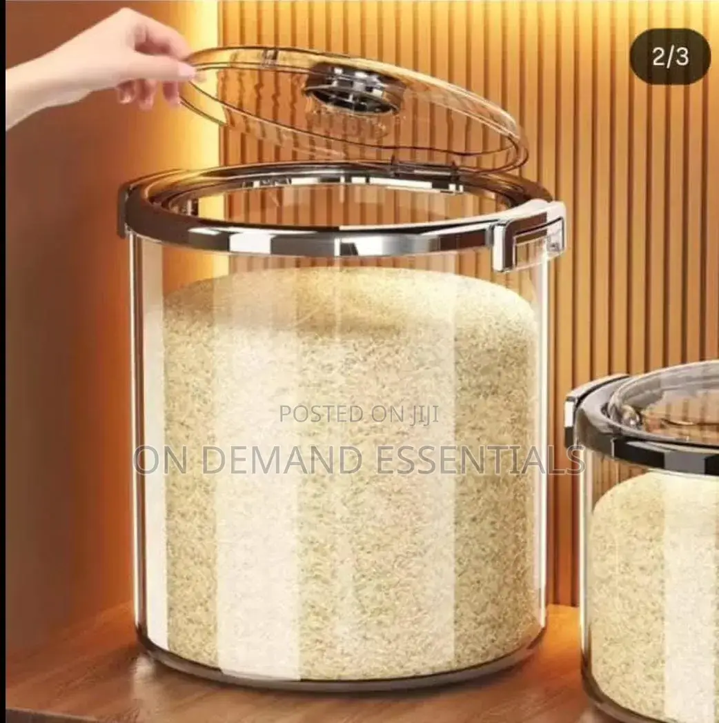 Acrylic Airtight Transparent Rice Bucket With Flip-Top Lid