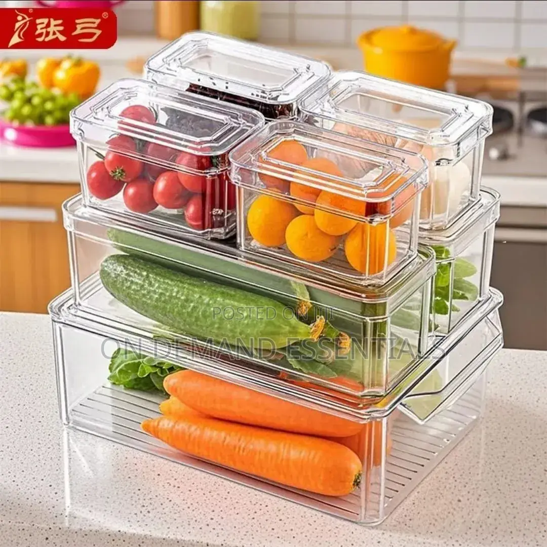 7pcs BPA-Free Stackable Acrylic Fridge Organizer Bins With Lids