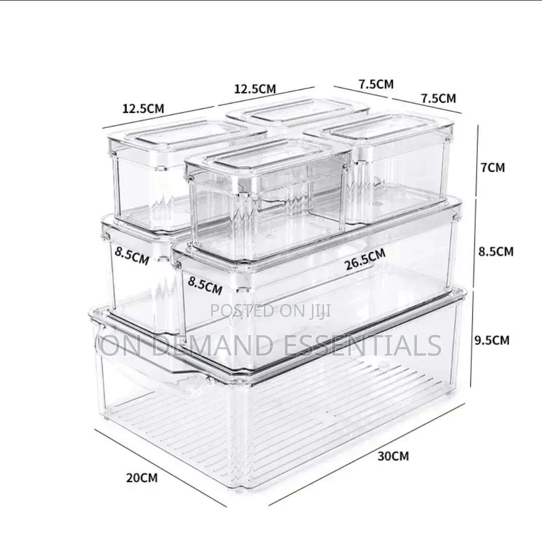 7pcs BPA-Free Stackable Acrylic Fridge Organizer Bins With Lids