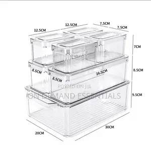 7pcs BPA-Free Stackable Acrylic Fridge Organizer Bins With Lids
