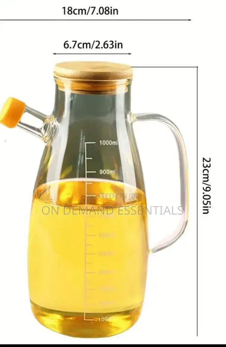 1000ml Glass Oil Bottle With Bamboo Lid