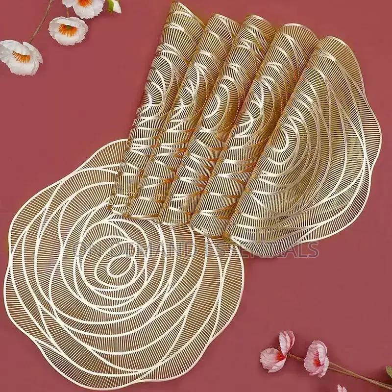 Rose Flower PVC Table Mats Set of 6 High Quality