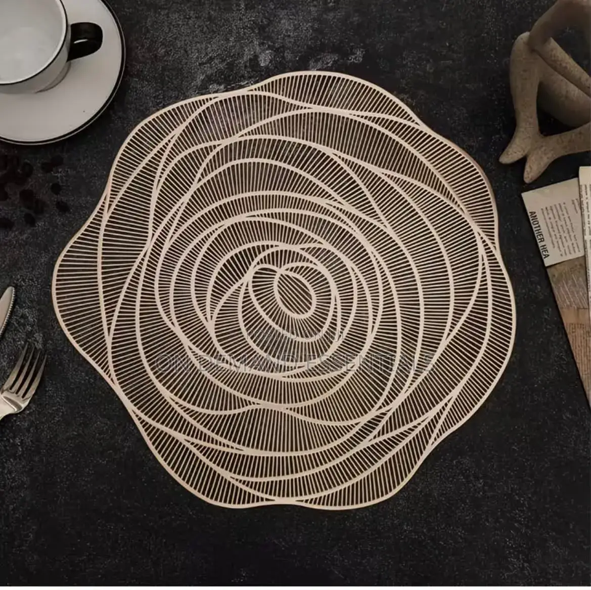 Rose Flower PVC Table Mats Set of 6 High Quality