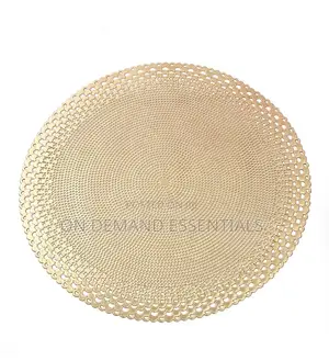 6pcs Round Shell Golden Stamping Hollow PVC Table Mat 
6 PCS