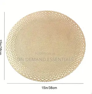 6pcs Round Shell Golden Stamping Hollow PVC Table Mat 
6 PCS