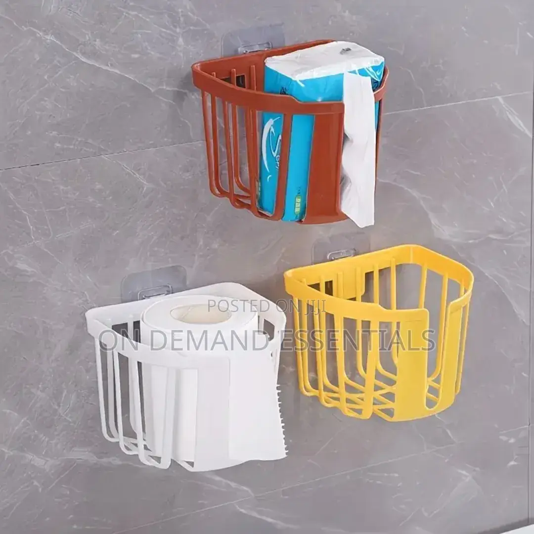 Punch-Free Toilet Paper Holder Shelf Bathroom Kitchen Tissue Box