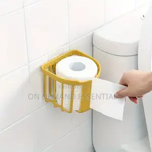 Punch-Free Toilet Paper Holder Shelf Bathroom Kitchen Tissue Box