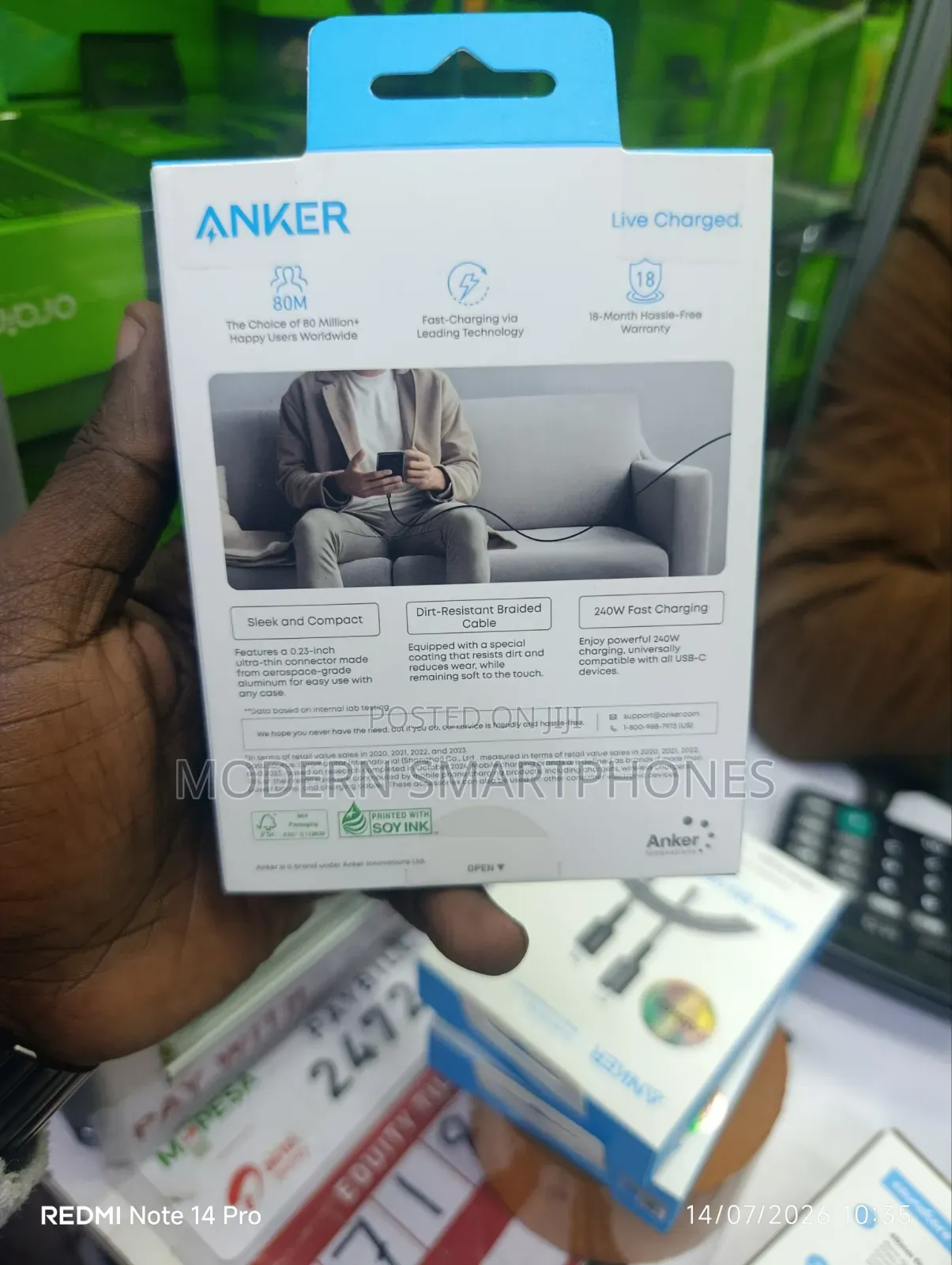 Anker Zolo USB-C to USB-C Cable (6ft, 240W, Braided, Dirt Resistant)
