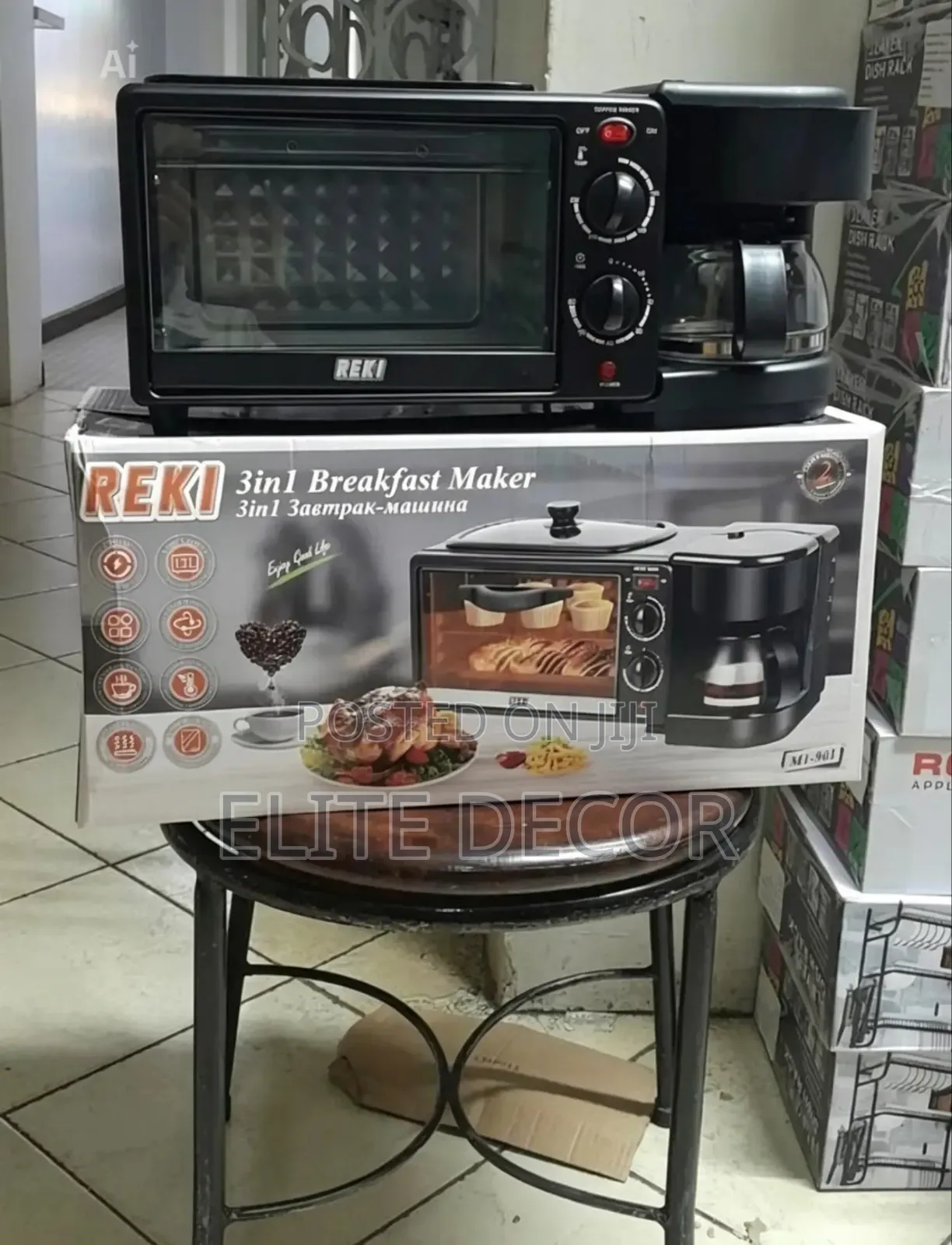 REKI 3-in-1 Breakfast Maker With Coffee Maker, Oven Frying Pan