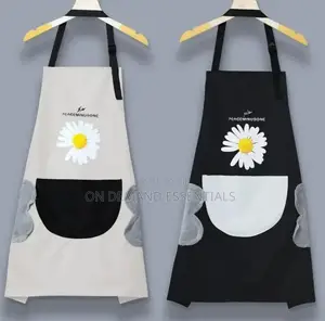 Waterproof Cute Floral Aprons Black and Cream