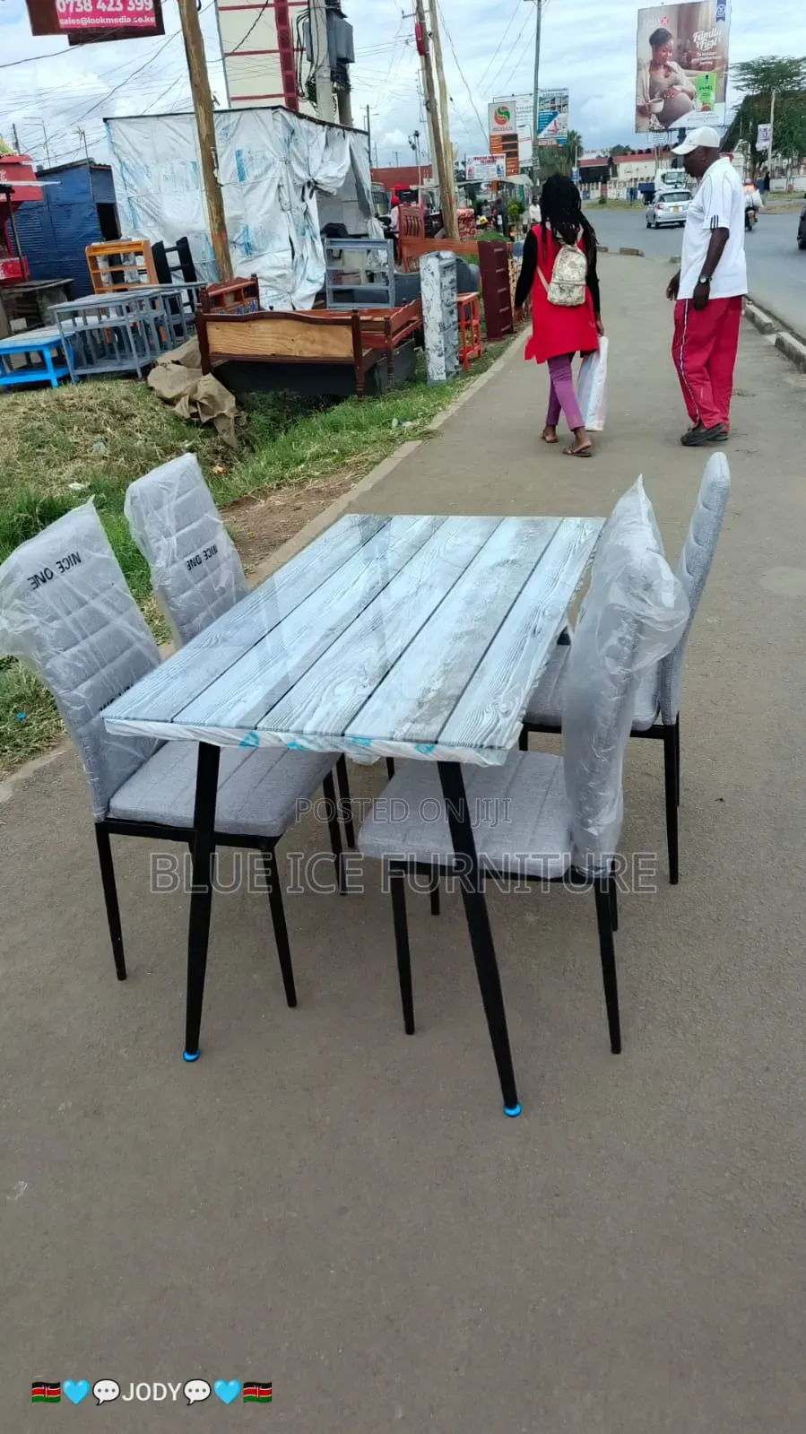 4 Seater Glass Dining Table Set With Cushion Chair