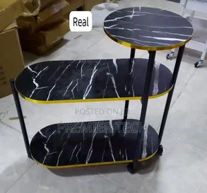 60x30x67cm 3 Layer 2 Oval Round Top Trolley Rack Table