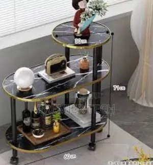 60x30x67cm 3 Layer 2 Oval Round Top Trolley Rack Table