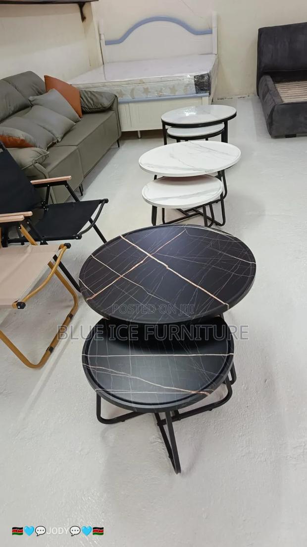 Modern Black White Nesting Coffee Table 2- In -1 - thumbnail 2