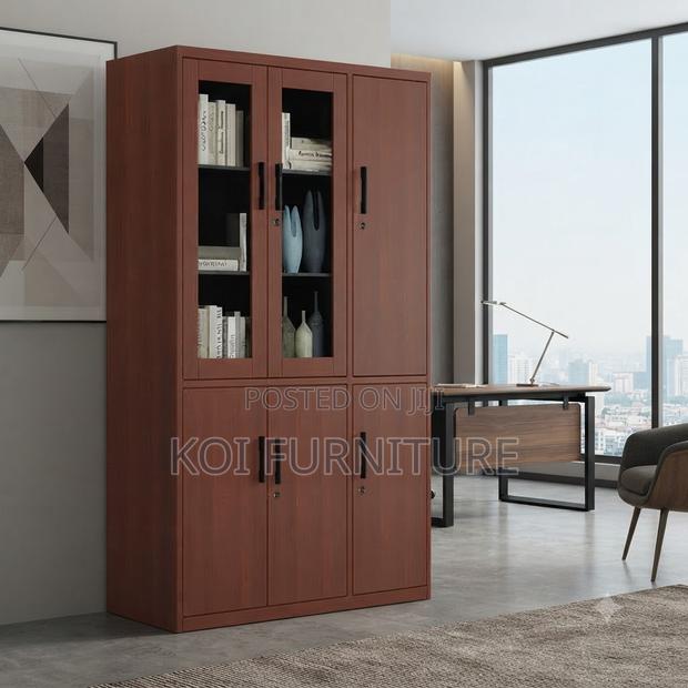 Office Cabinet; Three Doors Wooden Mahogany Executive Cabinet - thumbnail 2