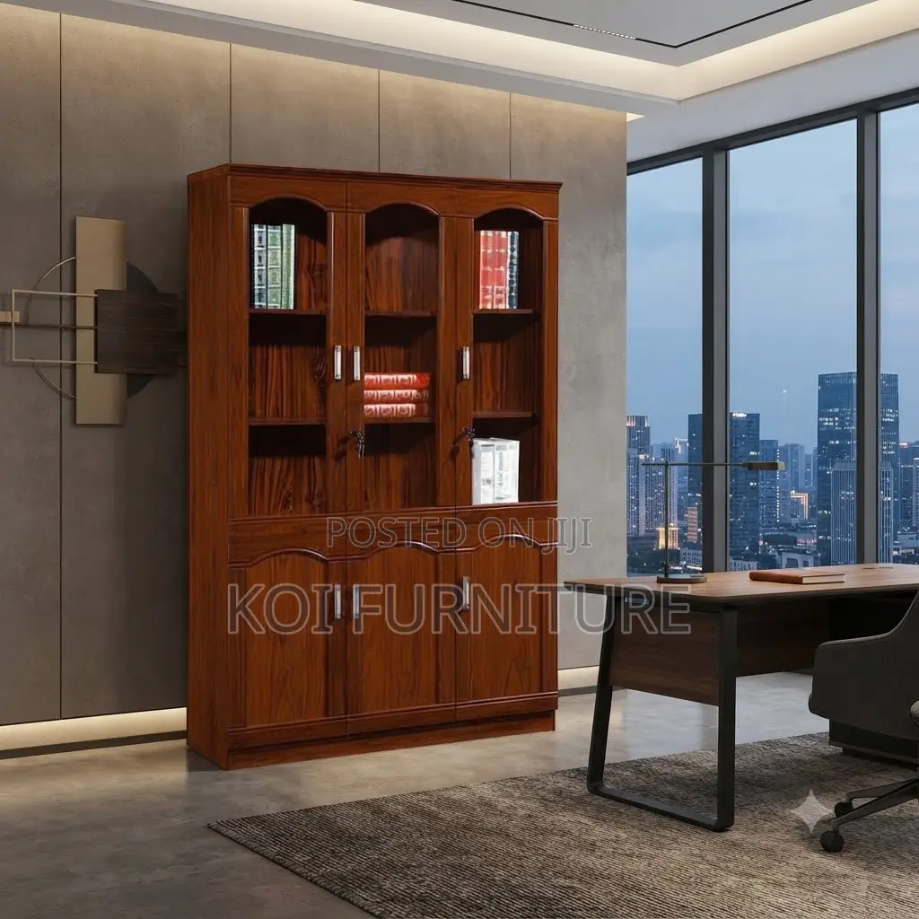 Office Cabinet; Three Doors Wooden Mahogany Executive Cabinet