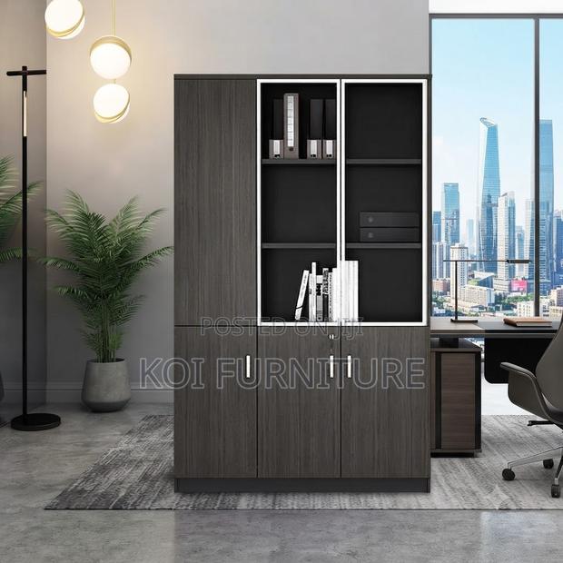 Office Cabinet; Three Doors Wooden Mahogany Executive Cabinet - thumbnail 4
