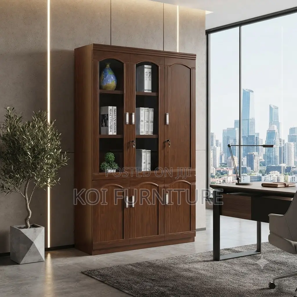 Office Cabinet; Three Doors Wooden Mahogany Executive Cabinet
