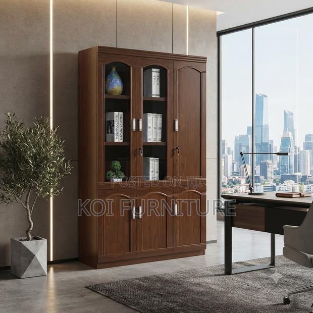 Office Cabinet; Three Doors Wooden Mahogany Executive Cabinet - thumbnail 5