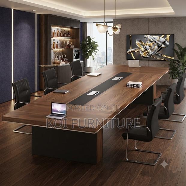 Boardroom Table; 3 Meter Brown Top Executive Office Meeting Table - thumbnail 2
