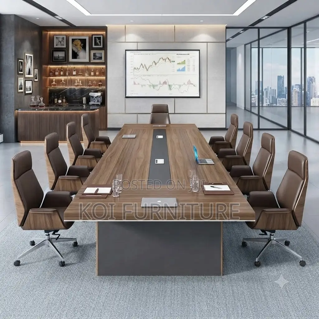 Boardroom Table; 3 Meter Brown Top Executive Office Meeting Table