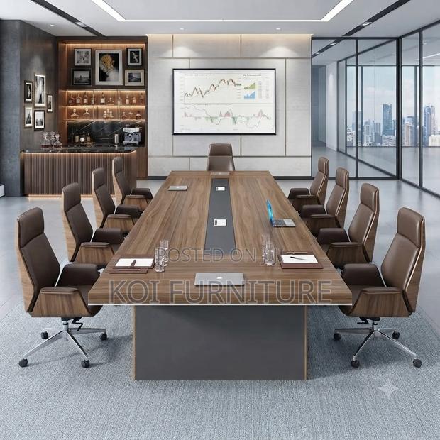 Boardroom Table; 3 Meter Brown Top Executive Office Meeting Table - thumbnail 4
