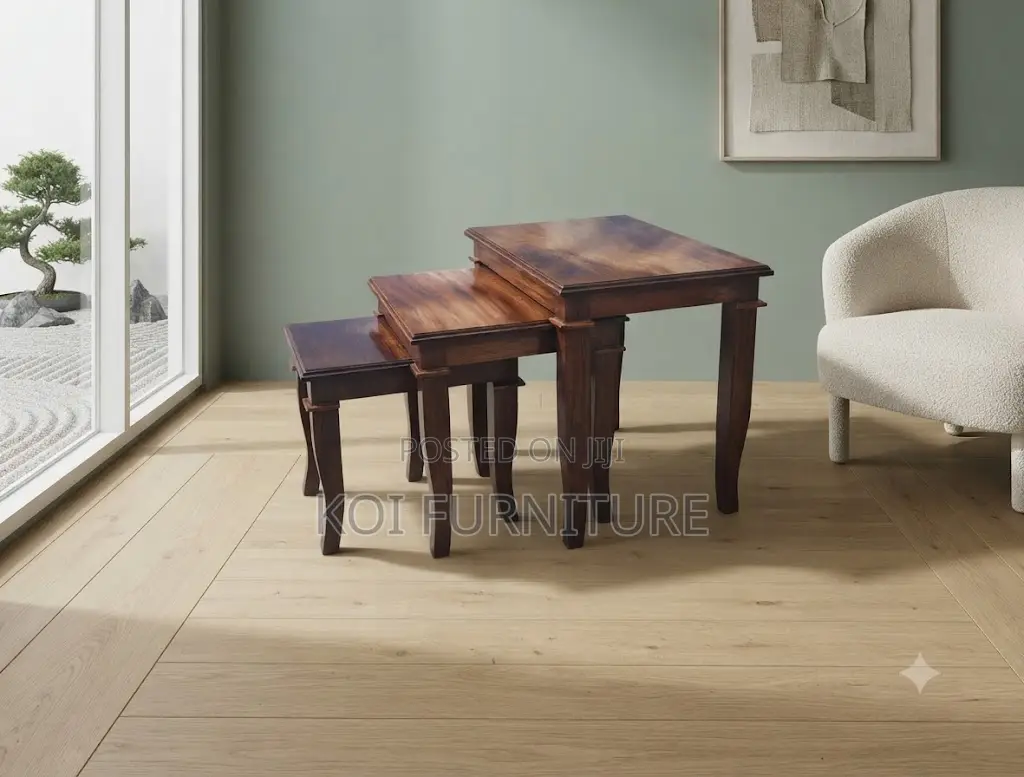 Coffee Table; Triplet Mahogany Executive Home Office Cene Coffee Table
