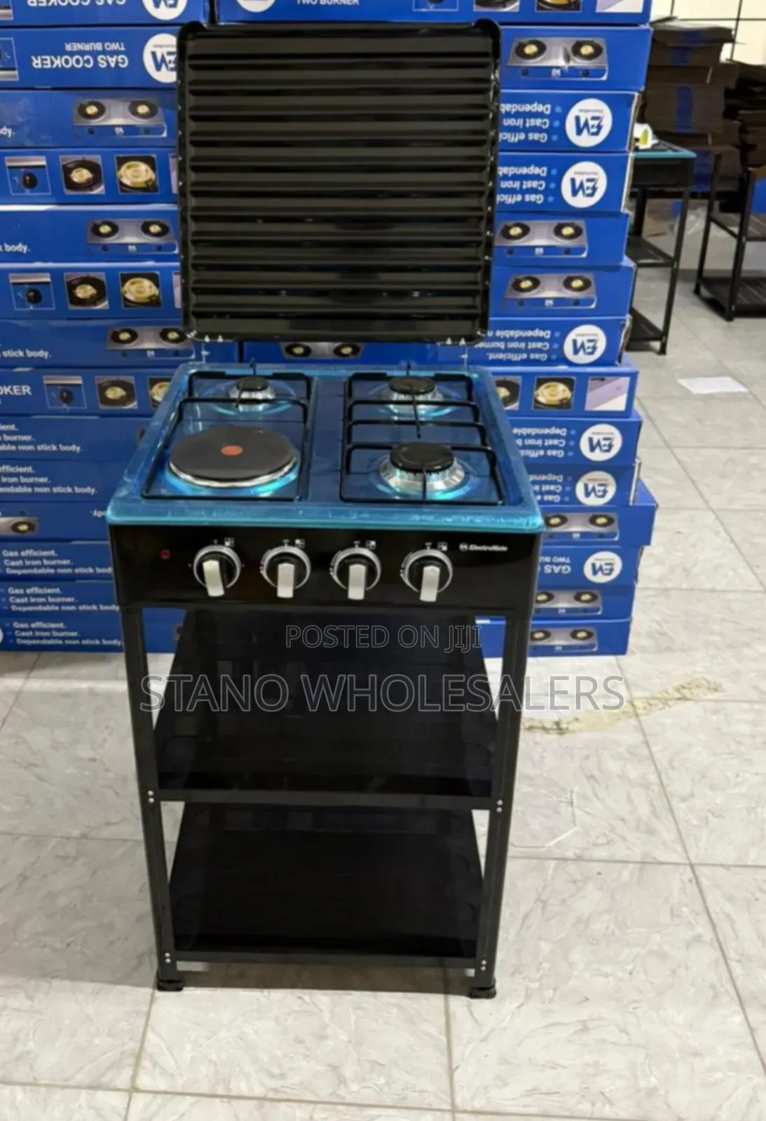 3gas 1electric Plate Rebune Standing Cooker With Shelves