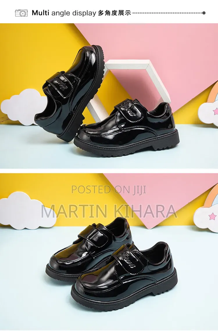 Boys Wetlook School Shoes (Size 27-38)