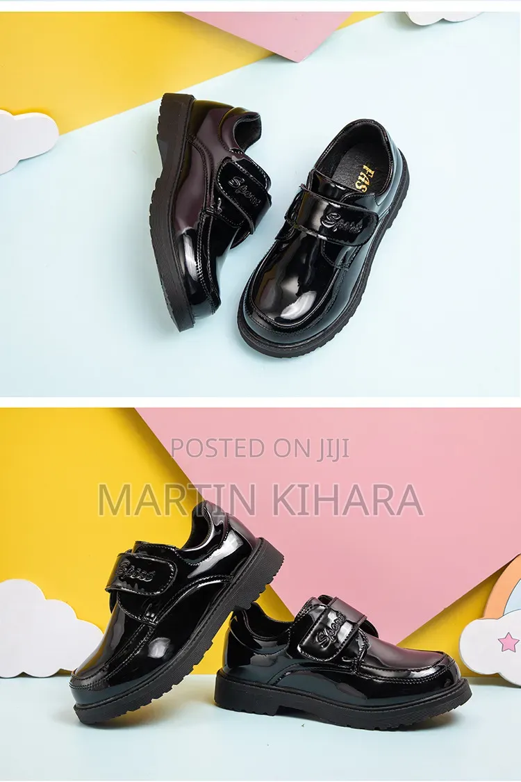 Boys Wetlook School Shoes (Size 27-38)