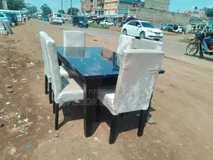 6 Seater Dining Set in Black Marble Top: Pay on Delivery