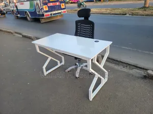 Metal Frame Office Working Table With Headrest Chair