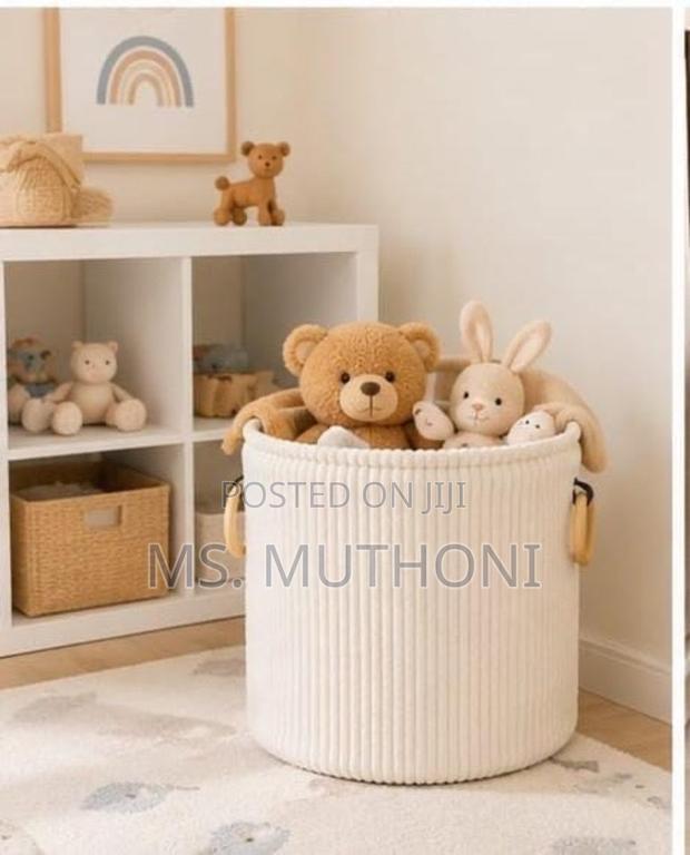 Corduroy-Textured Storage and Laundry Baskets - thumbnail 2