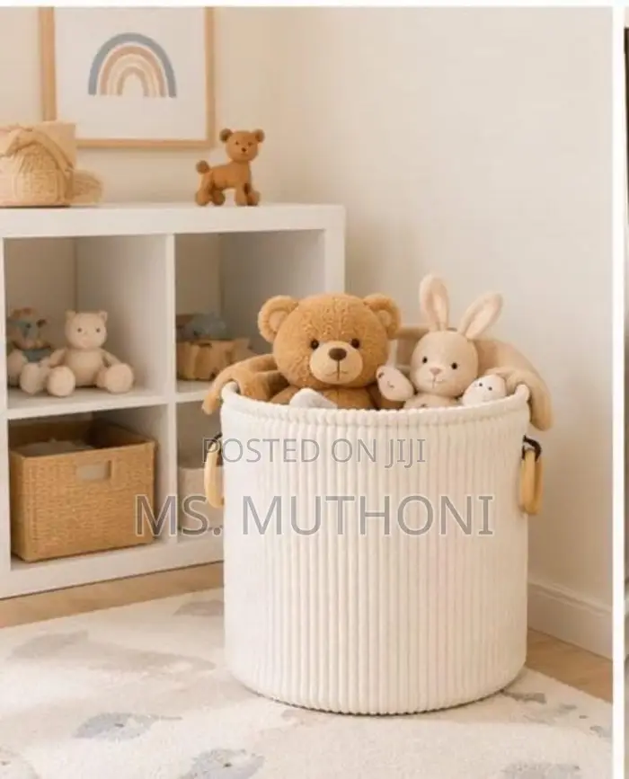 Corduroy-Textured Storage and Laundry Baskets
