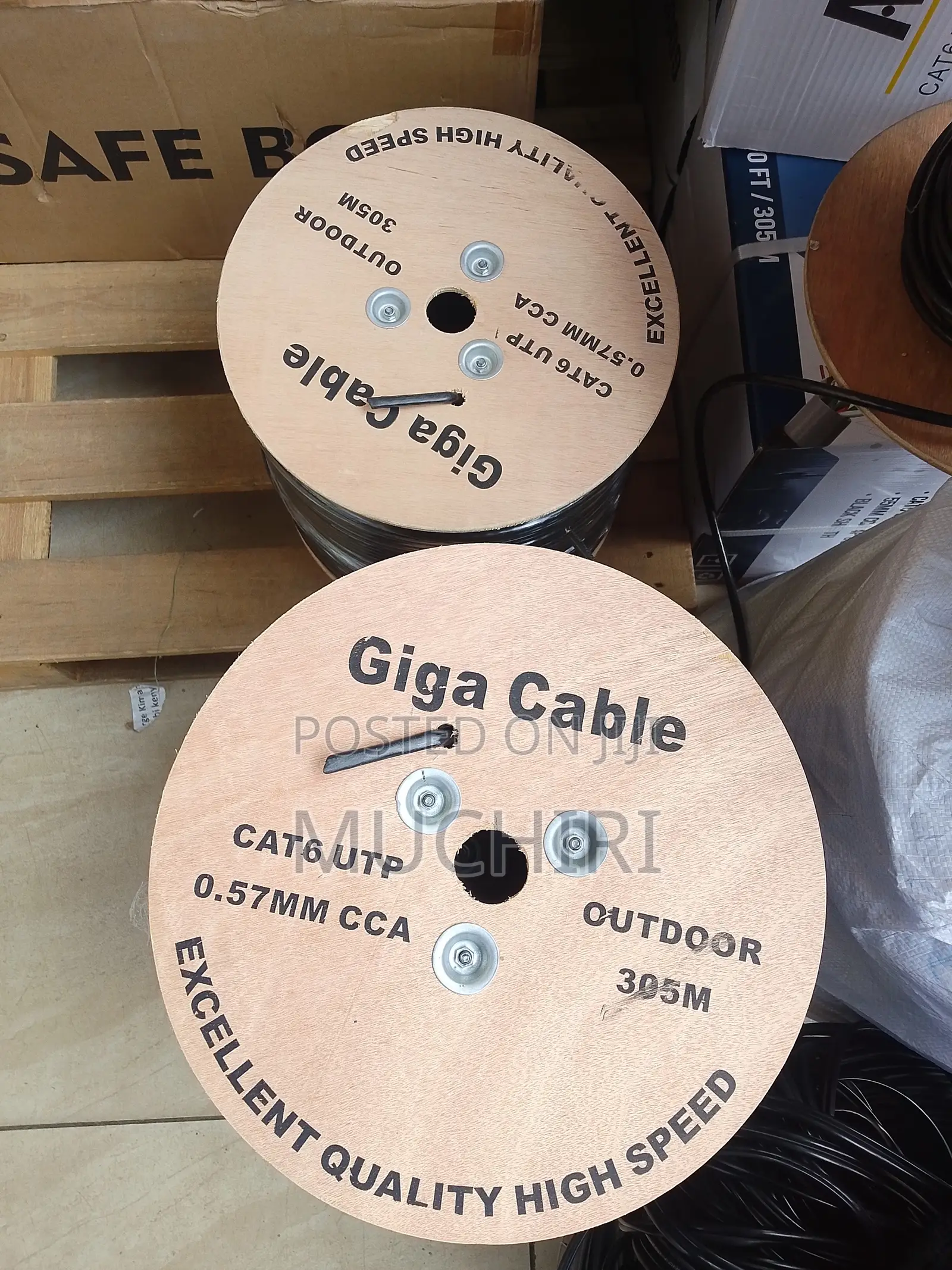Giga CAT6 Black Outdoor Network Cable 305M Full Roll