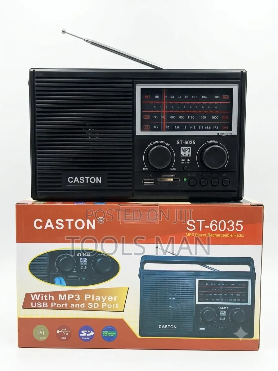 Caston ST-6035 Rechargeable 3-Band Radio With MP3 USB/SD Player.