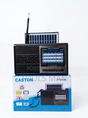 Caston Solar 8-Band Radio With Bluetooth USB - X-Bass Sound.