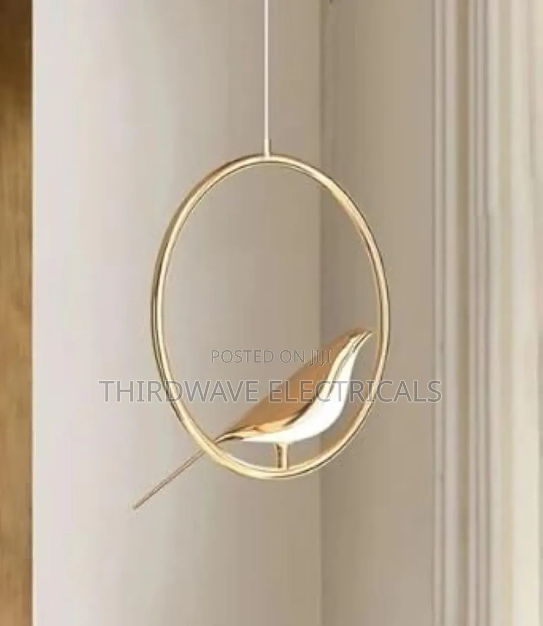 Luxurious Gold and White Circular LED Bird Hanging Light