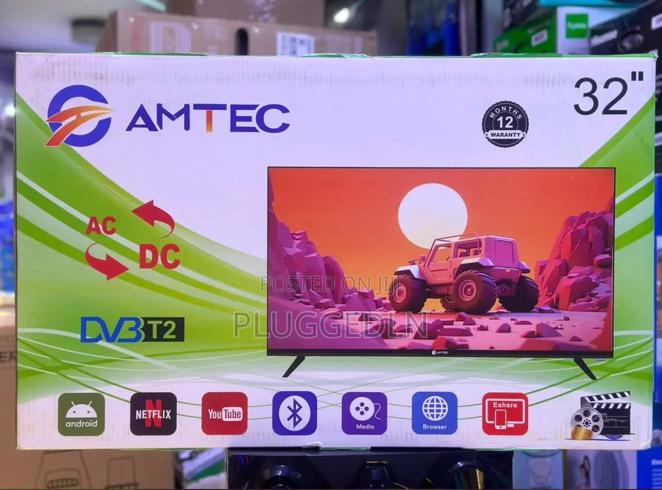 Amtec 32" Smart TV AC and DC Power