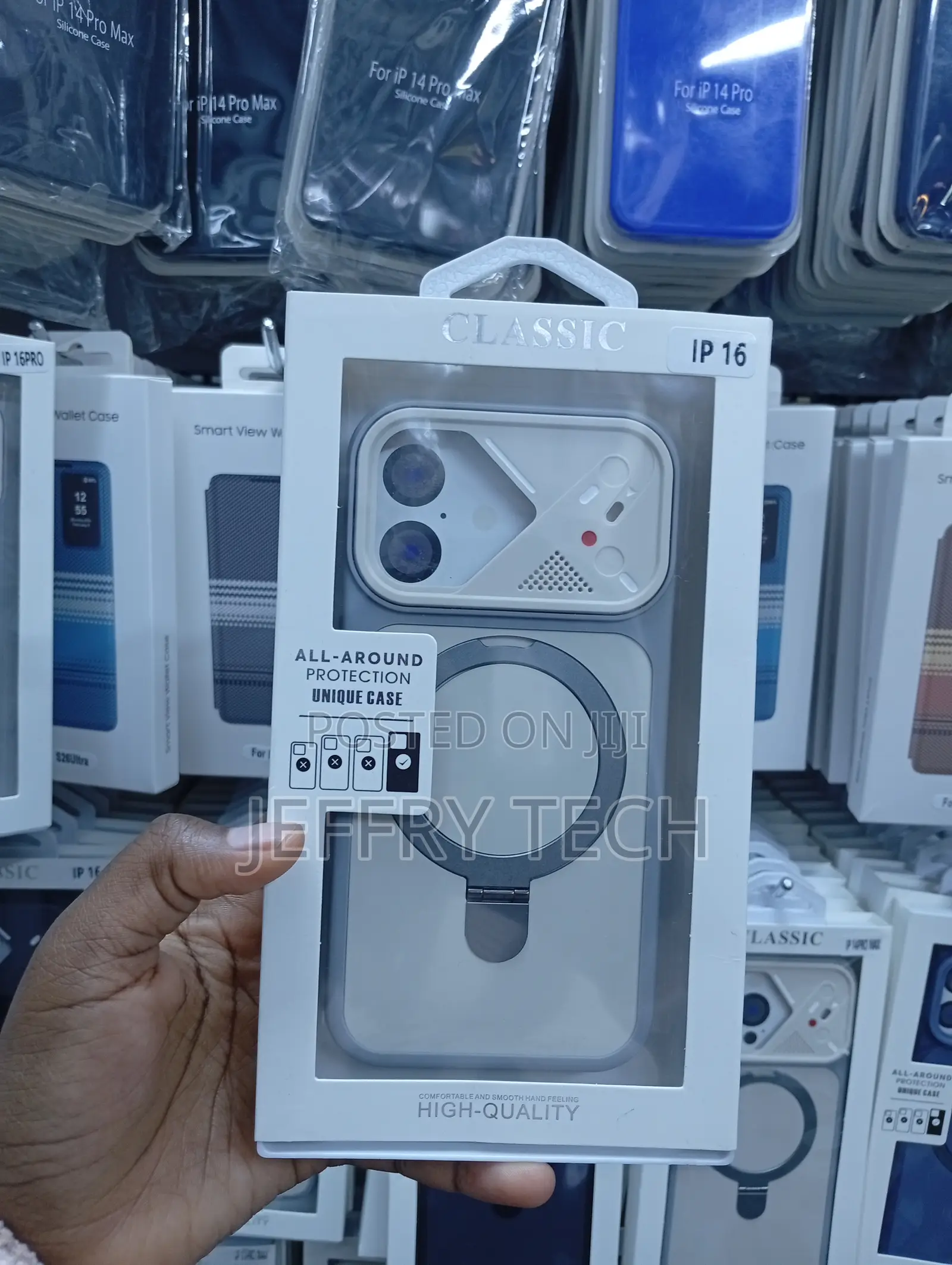 iPhone 16 2-in-1 Armor Magnetic Case With a Foldable Kickstand Ring