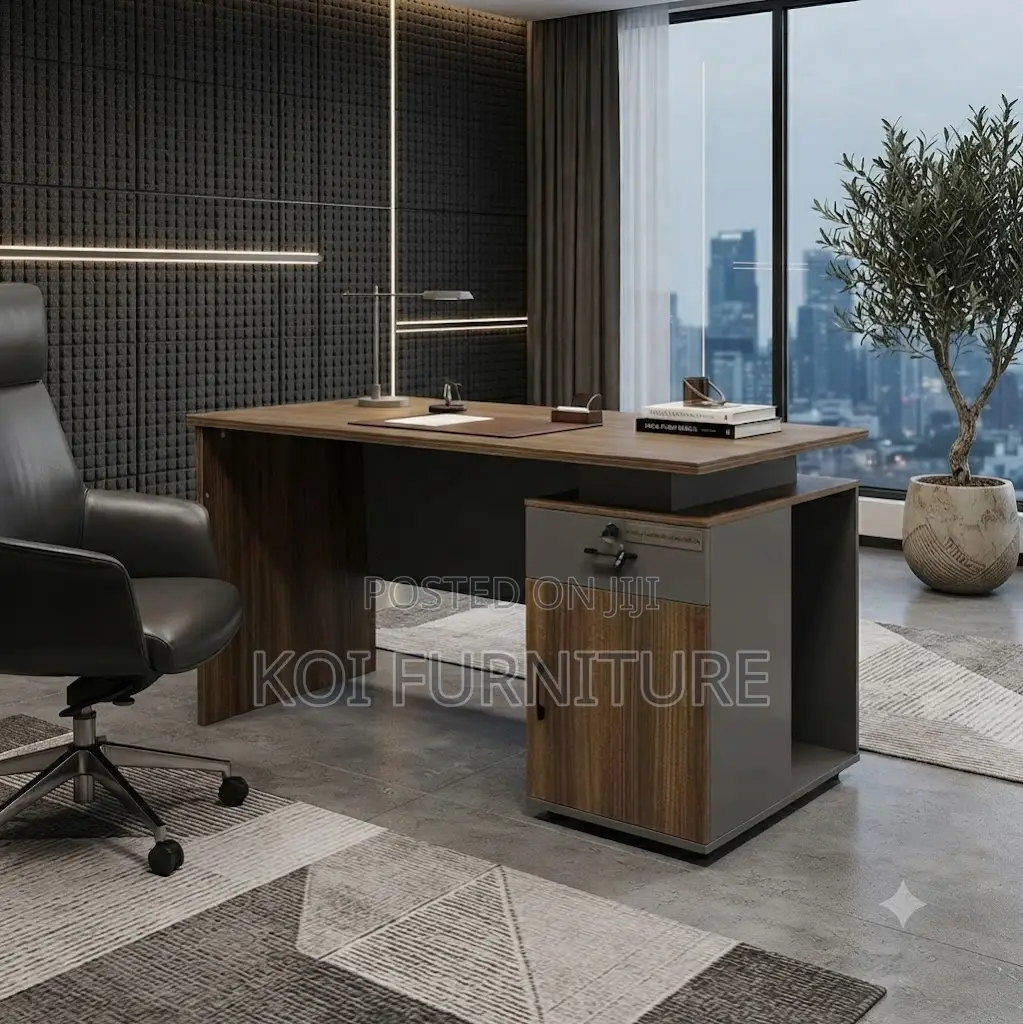 Office Desk; 1.4 Meter Executive Office Desk With Power Manage Cable