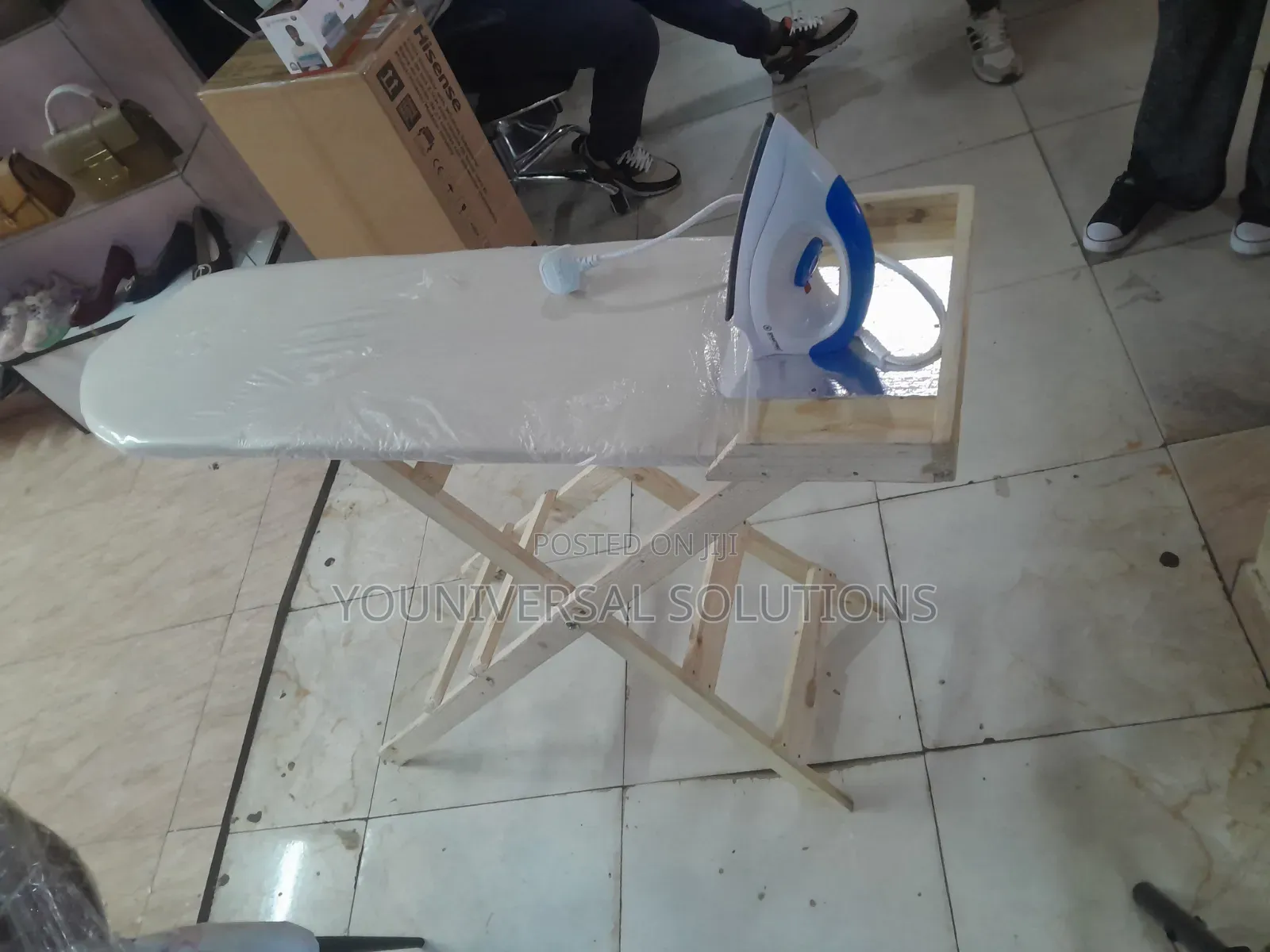 Wooden Ironing Board + Iron Box