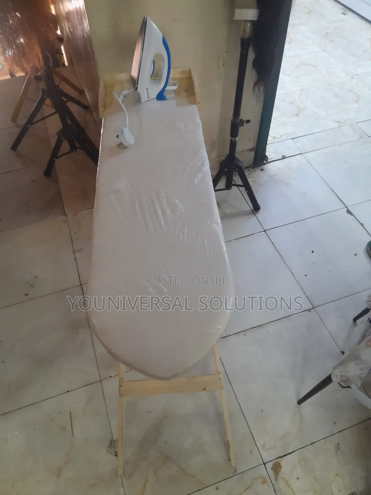 Wooden Ironing Board + Iron Box