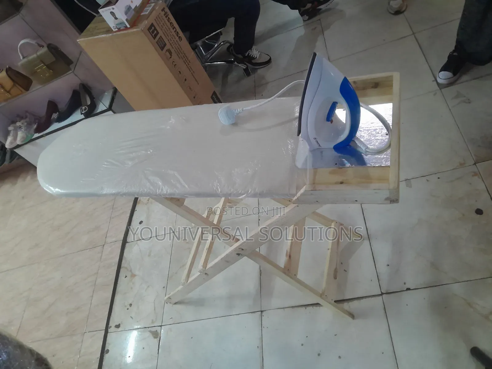 Wooden Ironing Board + Iron Box