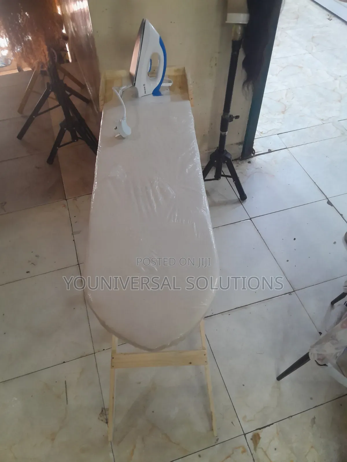 Wooden Ironing Board + Iron Box